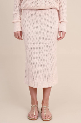 Grober Strickrock in zartem Rosa