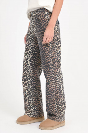 Denim mit Leo-Print in Braun/Schwarz