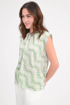 Seiden-Top FELLNI in Salbei/Weiß gemustert