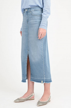 Midi-Jeansrock in Hellblau