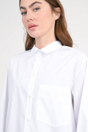 Oversize Bluse mit Logo Detail in Weiß