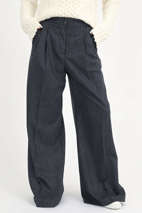 Hose mit Fischgrätmuster in Anthrazit