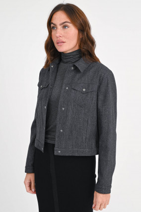 Jacke mit Fischgrätmuster in Anthrazit