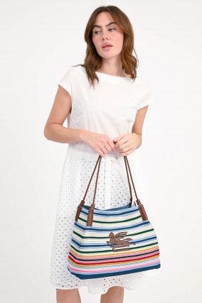 Kleid mit Material-Mix in Weiß