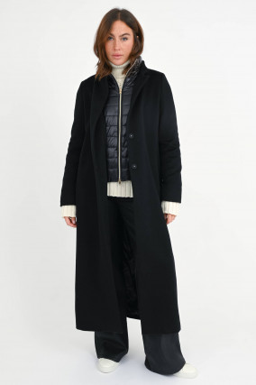 Hybrid-Mantel mit gestepptem Einsatz in Schwarz