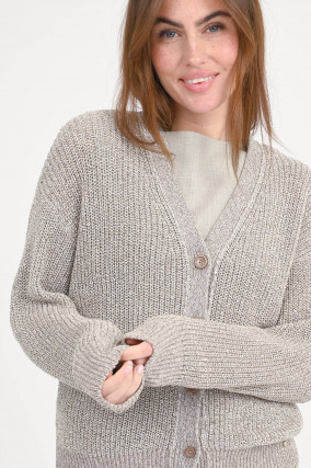 Strickweste mit Pailletten in Taupe meliert