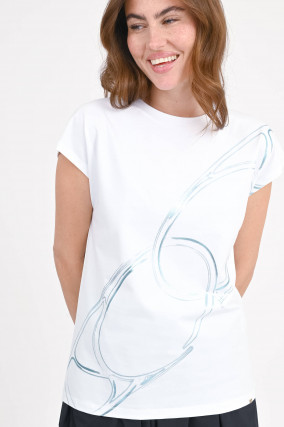 Loose Fit Shirt mit abtraktem Print in Weiß