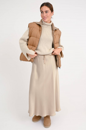 Gilet mit Strickkragen in Camel