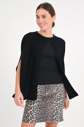 Top/Überwurf aus Woll-Cashmere-Mix in Schwarz