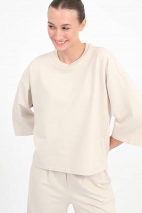 T-Shirt mit 3/4 Ärmel in Creme