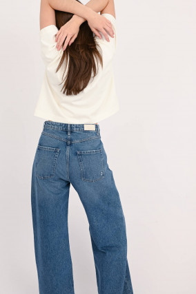 Wide Leg Jeans POPPY in Mittelblau