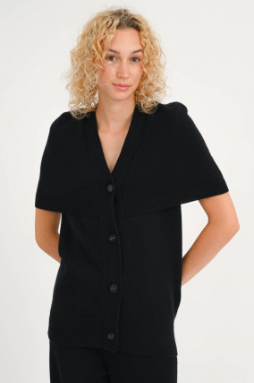 Kurzarm Cashmere-Cardigan KENDAL in Schwarz