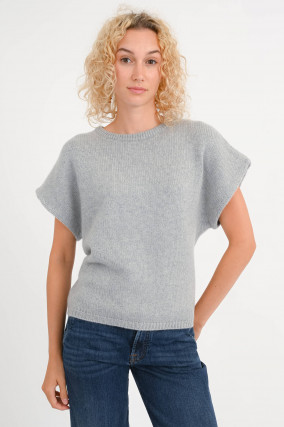 Cashmere-Top LORENA in Grau mit Glitzer-Effekt