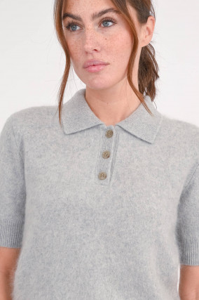 Kurzarm-Polo CAROLYN in Hellgrau