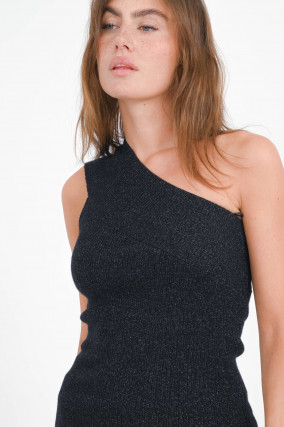 Asymmetrisches Strick-Shirt SCARLETT in Schwarz