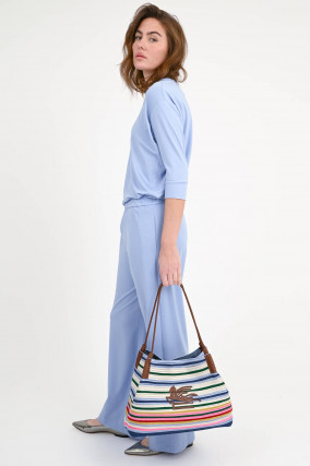 Hose aus Viskose-Mix in Hellblau