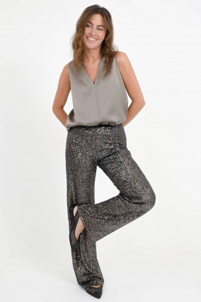 Pailetten-Hose in Taupe Shimmer