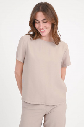 Shirt aus Viskose-Mix in Taupe