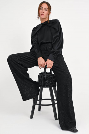 Hose mit Pailletten in Schwarz