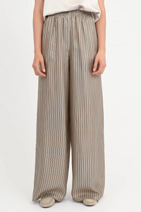 Gestreifte Seidenhose LADINO in Khaki/Beige