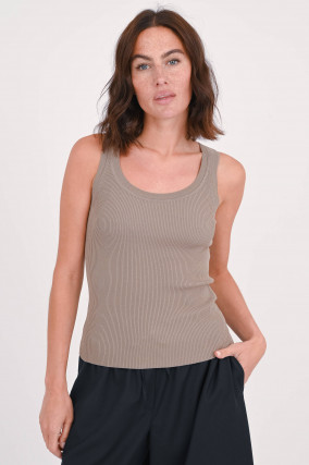 Strick-Ripp-Top SIRO in Taupe