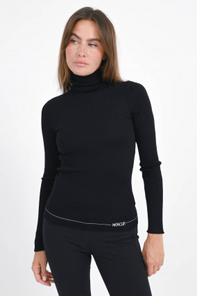 Rollkragenpullover mit Logo-Detail in Schwarz