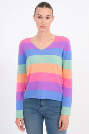 Color-Blocking Cashmere Pullover in Multicolor