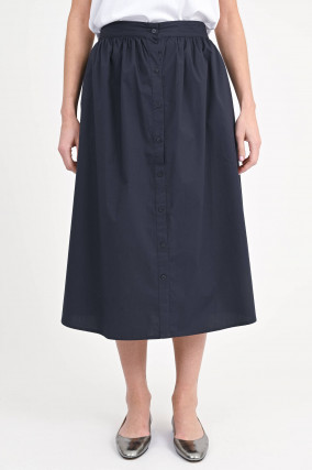 Midi-Rock mit Knopfleiste in Navy