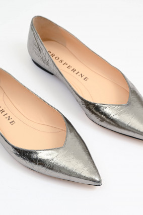 Ballerina BARBAR mit Spitze in Silbermetallic