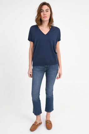 Kurzarm-Pullover in Navy