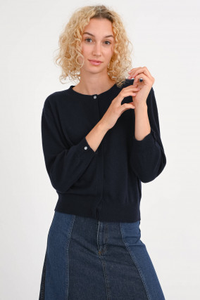 Strickweste aus Woll-Cashmere-Mix in Navy