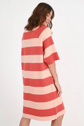 Kurzarmkleid LEOPOLDINE in Rosa/Korallrot