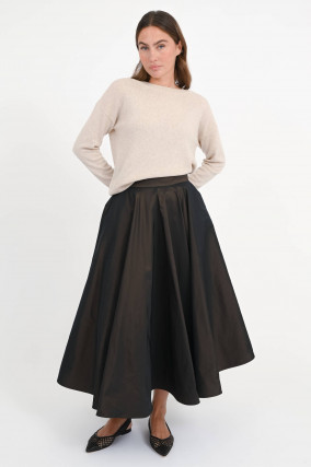 Taft-Midi-Rock in Dunkelbraun