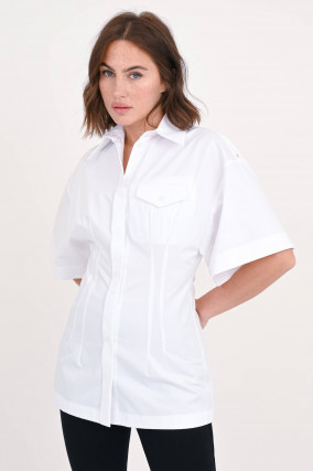 Bluse CURVE mit weitem Arm in Weiß