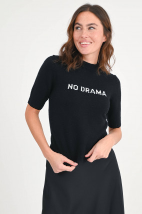 Strickshirt NO DRAMA in Schwarz
