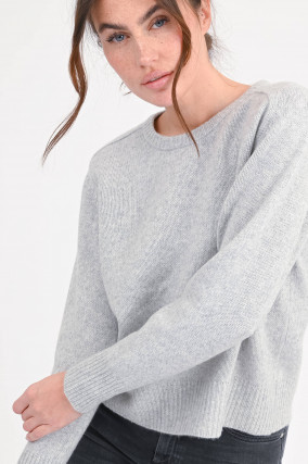 Pullover mit Kellerfalte in Hellgrau