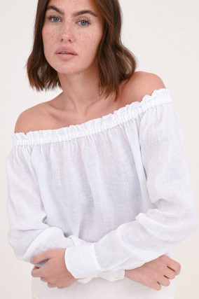 Off-Shoulder Bluse JOSI FRILL in Weiß