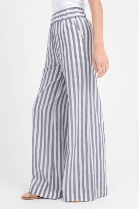 Gestreifte Wide-Leg Hose TAMINA in Blau/Weiß