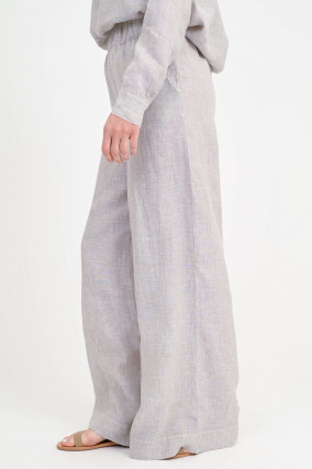 Wide-Leg Hose TAMINA aus Leinen in Hellgrau