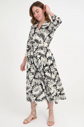 Midi-Kleid JULENE in Schwarz/Creme