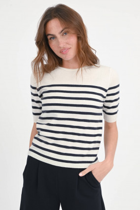 Shirt ISOLA aus Cash-Mix in Natur/Navy gestreift