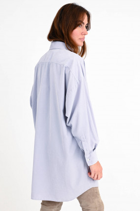Lange Bluse aus Feincord in Pastell-Flieder