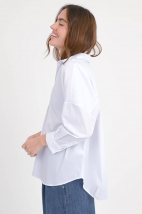Bluse BIA mit Tunika-Ausschnitt in Weiß