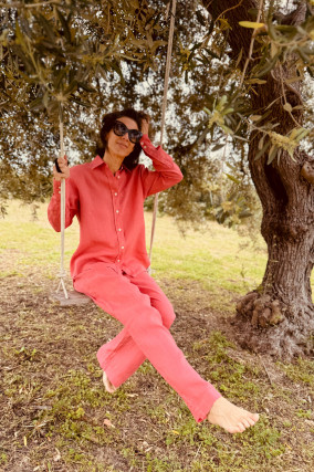 Leinenhose SARY in Coral