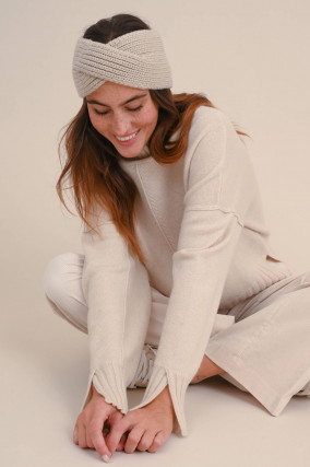 Cashmere Stirnband mit Twist in Sand