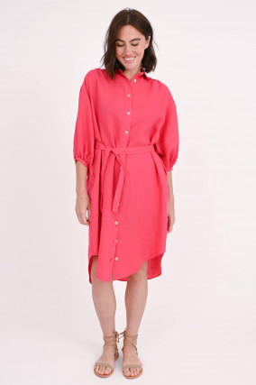 Leinenkleid CAROLA in Himbeere