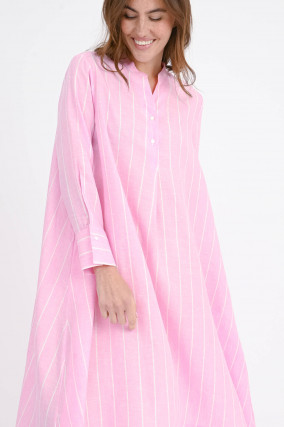 Midikleid OTORRA in Pink/Weiß mit breiten Streifen