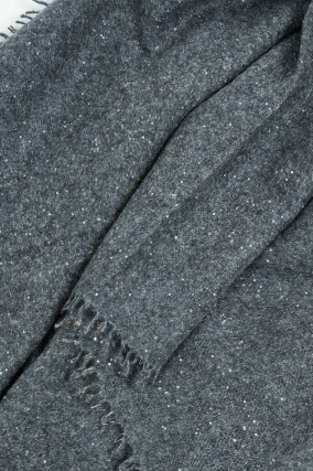 Pailetten-Schal aus Cashmere in Dunkelgrau