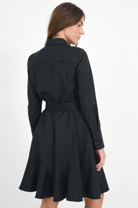 Blusenkleid aus Wolle in Anthrazit