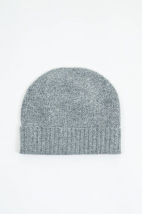 Cashmere-Mütze in Grau meliert
